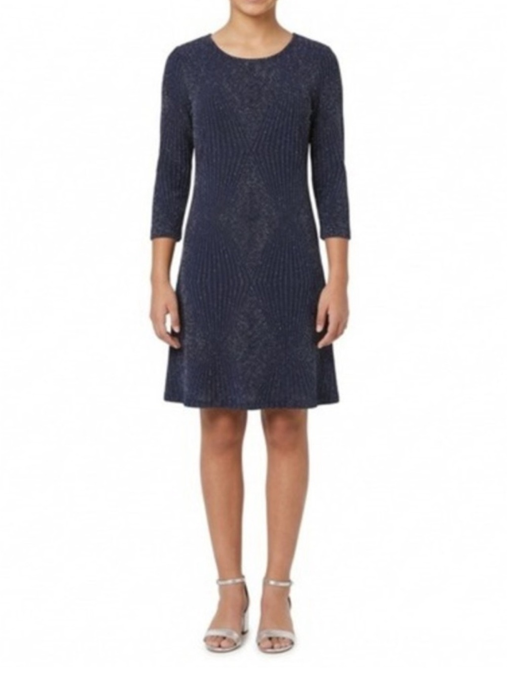 Trixxi Navy Sparkle Fit-and-Flare Midi Dress